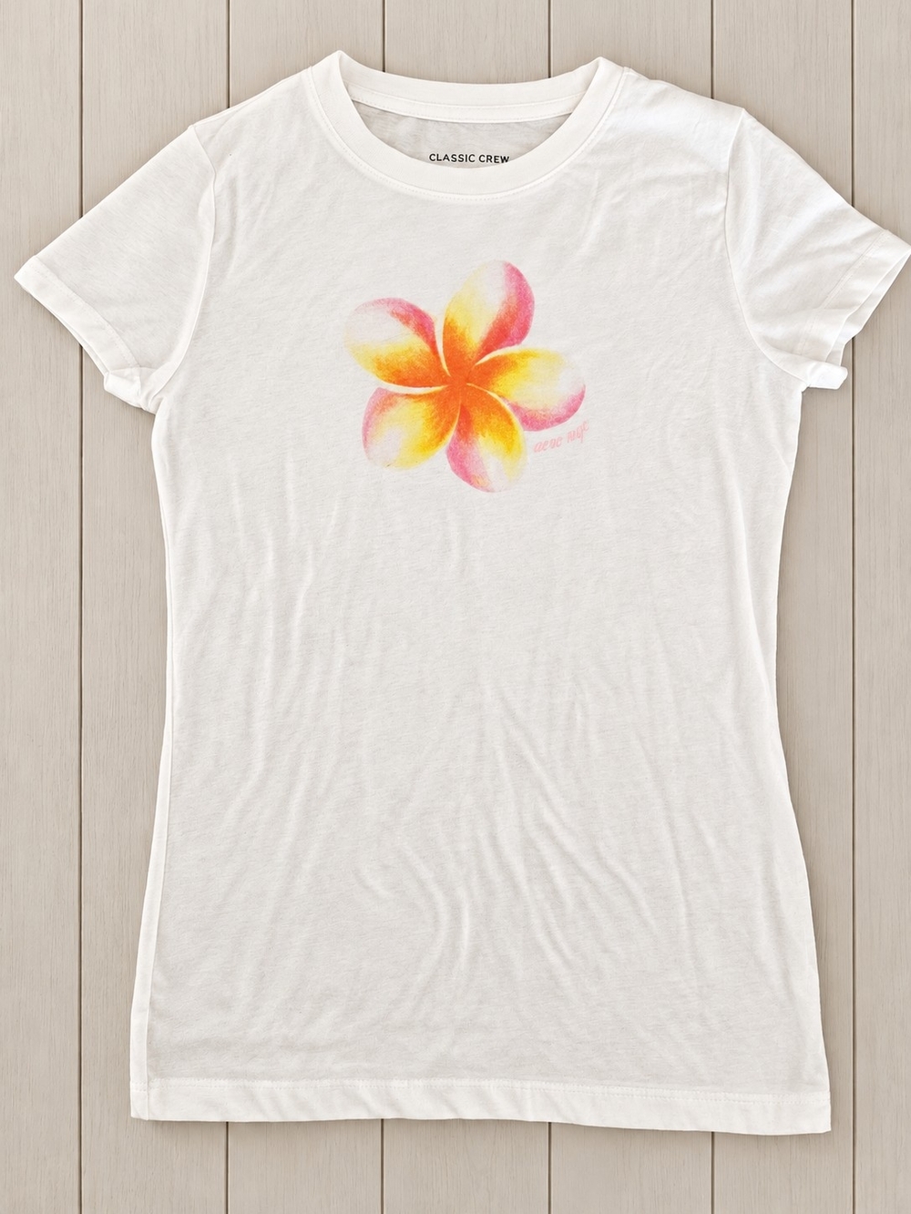 Aeropostale White Short-Sleeve Tee with Pink and Yellow Floral